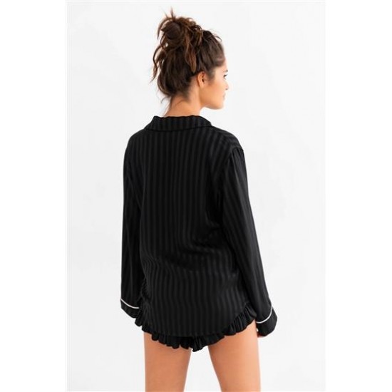 Дамска пижама с дълъг ръкав в черен цвят Yasmina Дамска пижама с дълъг ръкав в черен цвят Yasmina