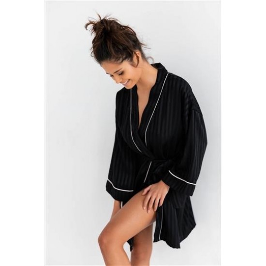 Дамски халат в черен цвят Evita 