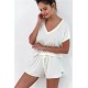Дамска пижама с къс ръкав в цвят екрю April Дамска пижама с къс ръкав в цвят екрю April