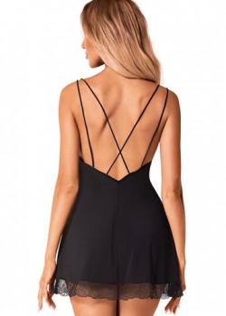 Секси нощница с прашки в черен цвят Bella Rou Секси нощница с прашки в черен цвят Bella Rou