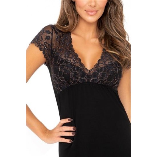 Нощница с къс ръкав в черен цвят Vanessa Нощница с къс ръкав в черен цвят Vanessa