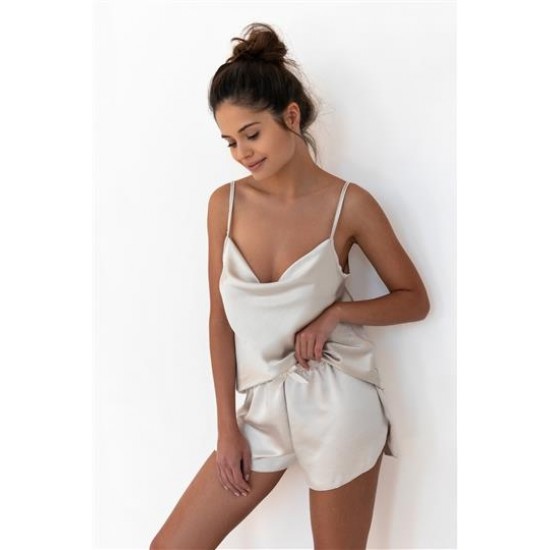 Сатенена дамска пижама в бежов цвят Brillance Сатенена дамска пижама в бежов цвят Brillance