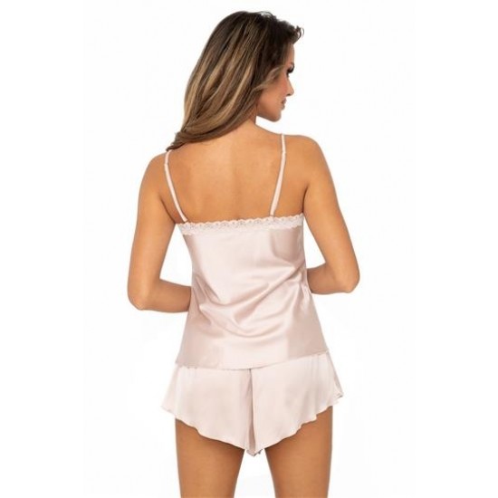 Сатенена дамска пижама в бежов цвят Tiffani 1/2 Сатенена дамска пижама в бежов цвят Tiffani 1/2