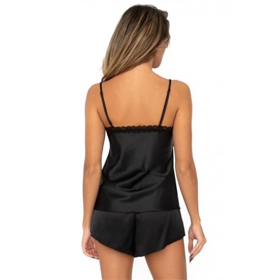 Сатенена дамска пижама в черен цвят Tiffani 1/2 Сатенена дамска пижама в черен цвят Tiffani 1/2