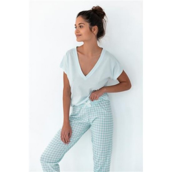 Дамска пижама с къс ръкав в цвят мента Kimberly Дамска пижама с къс ръкав в цвят мента Kimberly