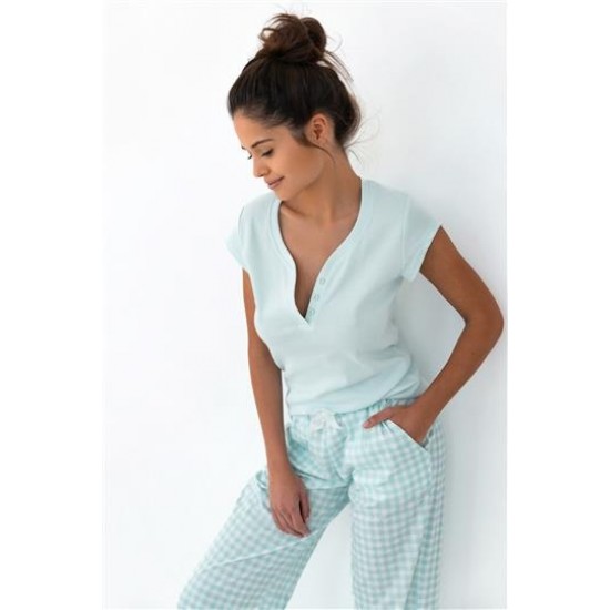 Дамска пижама с къс ръкав в цвят мента Phillipa Дамска пижама с къс ръкав в цвят мента Phillipa