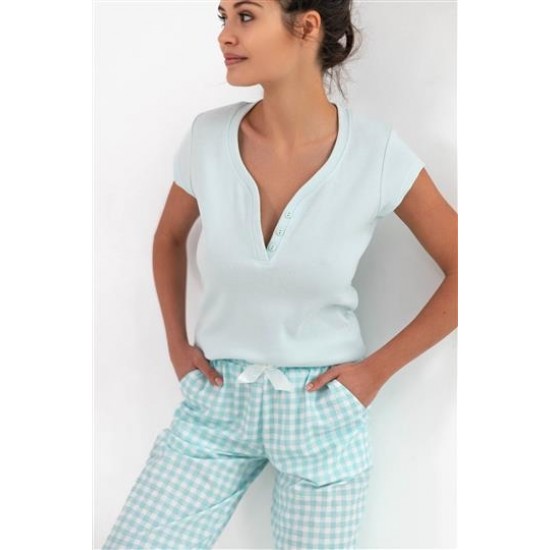 Дамска пижама с къс ръкав в цвят мента Phillipa Дамска пижама с къс ръкав в цвят мента Phillipa
