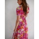 Лятна розова рокля с флорални мотиви, модел 0595 Лятна розова рокля с флорални мотиви, модел 0595