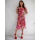 Лятна розова рокля с флорални мотиви, модел 0595 Лятна розова рокля с флорални мотиви, модел 0595