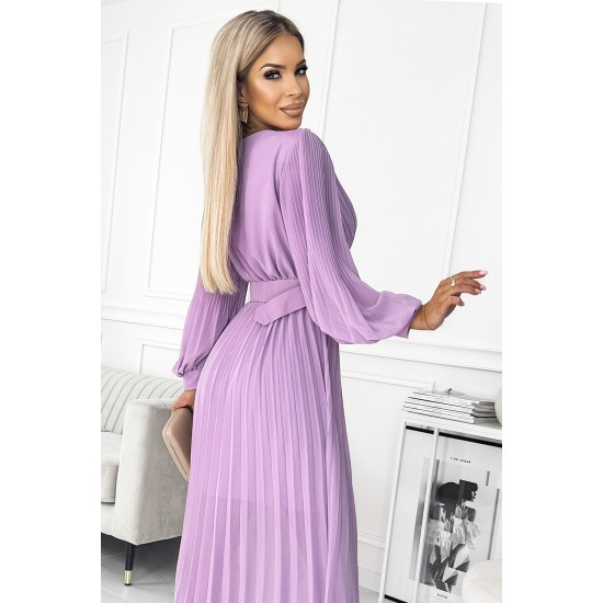 Дамска плисирана рокля в лилав цвят KLARA 414-6 Дамска плисирана рокля в лилав цвят KLARA 414-6