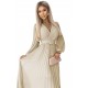 Дамска плисирана рокля в бежов цвят KLARA 414-8 Дамска плисирана рокля в бежов цвят KLARA 414-8