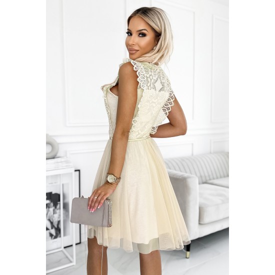 Елегантна рокля в бежов цвят 454-3