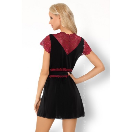 Секси халат с прашки в черно Kumiko Секси халат с прашки в черно Kumiko