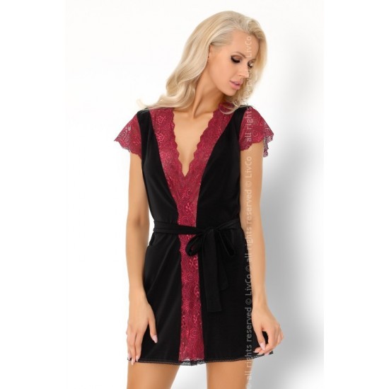 Секси халат с прашки в черно Kumiko Секси халат с прашки в черно Kumiko