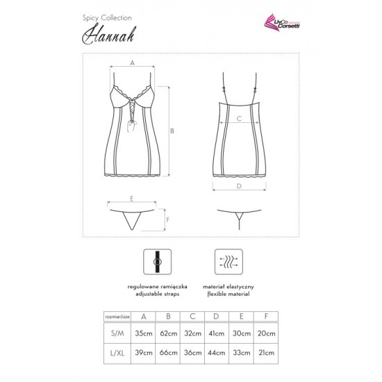 Еротична нощница с прашки в черно Hannah