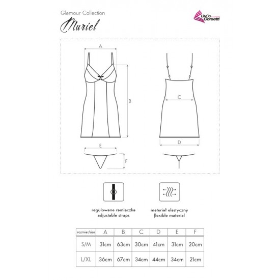 Секси нощница с прашки в черно Muriel