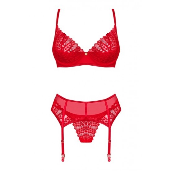 Секси комплект от три части INGRIDIA в червен цвят Секси комплект от три части INGRIDIA в червен цвят