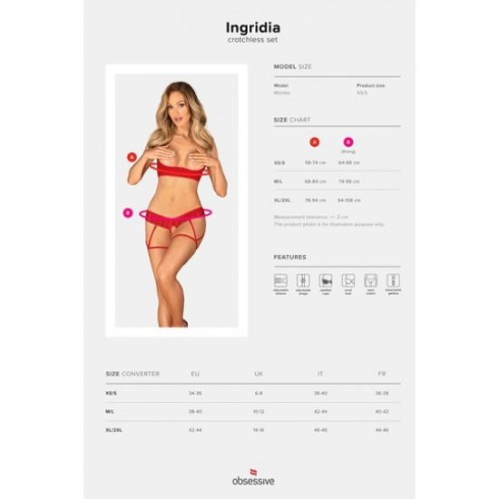 Еротичен комплект от две части INGRIDIA с отворено дъно