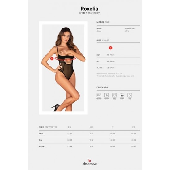 Еротично боди с отворено дъно в черен цвят ROXELIA Еротично боди с отворено дъно в черен цвят ROXELIA