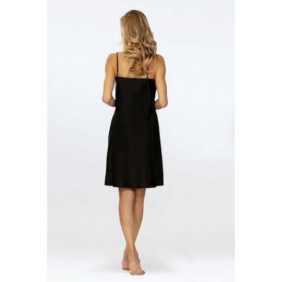 Нежна сатенена нощница в черен цвят Amina Нежна сатенена нощница в черен цвят Amina