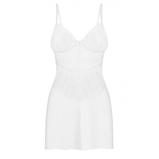Секси нощница с прашки в бяло Alissium Секси нощница с прашки в бяло Alissium