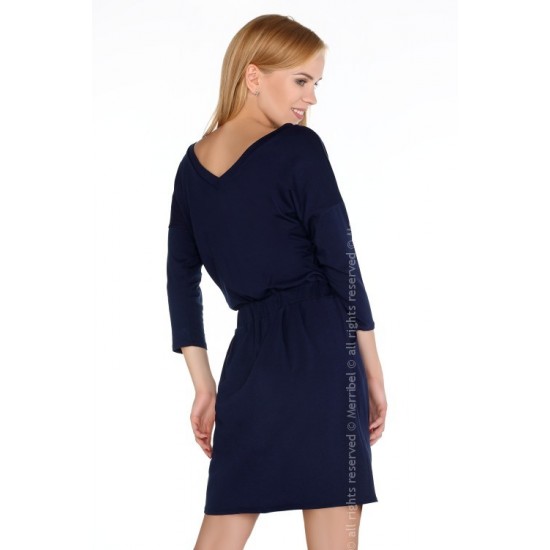 Ежедневна миди рокля в тъмносин цвят Marlann