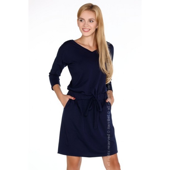 Ежедневна миди рокля в тъмносин цвят Marlann