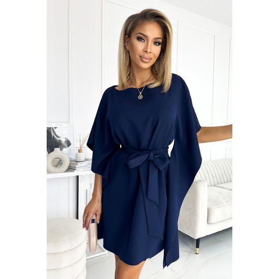 Широка рокля в тъмносин 287-24 Широка рокля в тъмносин 287-24