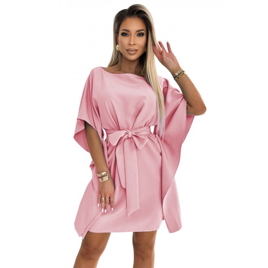 Широка рокля в розов цвят 287-32