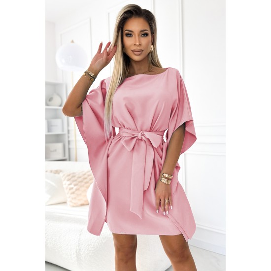 Широка рокля в розов цвят 287-32
