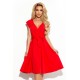 Разкроена миди рокля в червен цвят 348-4 Разкроена миди рокля в червен цвят 348-4