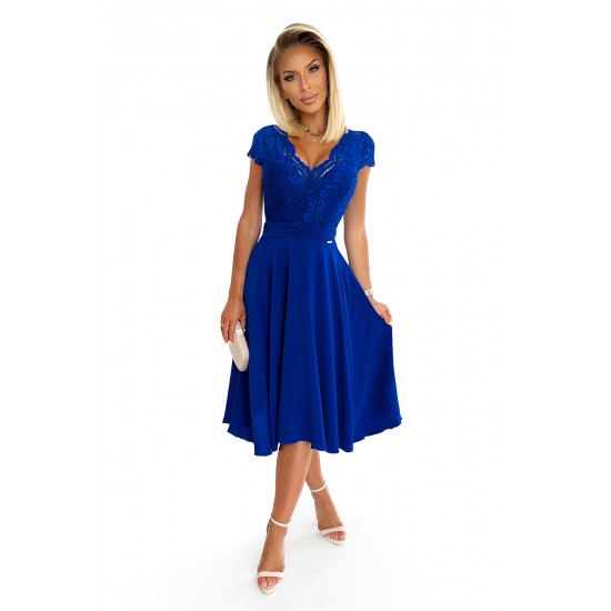 Елегантна рокля от шифон в кралско син цвят 381-3 Елегантна рокля от шифон в кралско син цвят 381-3