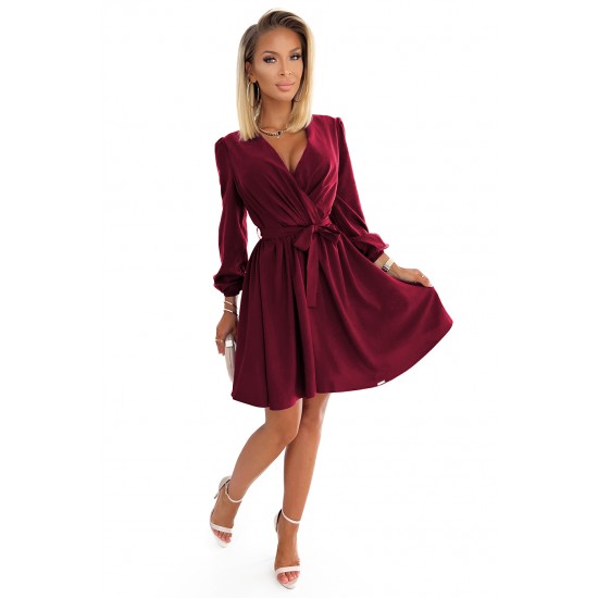 Елегантна рокля с дълъг ръкав в бордо 339-3 | Alba.bg Елегантна рокля с дълъг ръкав в бордо 339-3 | Alba.bg