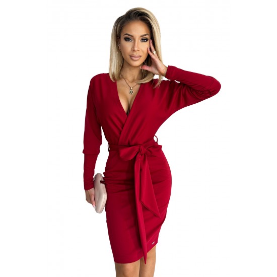 Елегантна рокля в червен цвят 401-1 Елегантна рокля в червен цвят 401-1
