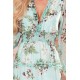 Нежна рокля с флорален принт в зелен цвят 421-2 Нежна рокля с флорален принт в зелен цвят 421-2