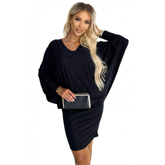 Широка рокля с дълги ръкави в черно 402-5