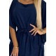 Широка рокля в тъмносин цвят с брокат 287-25 Широка рокля в тъмносин цвят с брокат 287-25