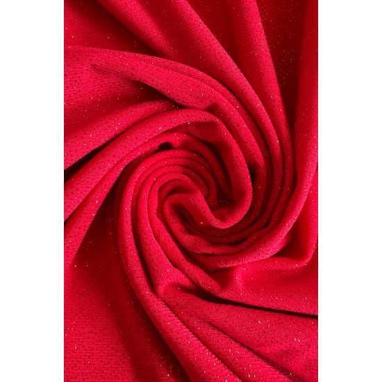 Класическа вталена рокля с блясък в червен цвят 529-3 Класическа вталена рокля с блясък в червен цвят 529-3