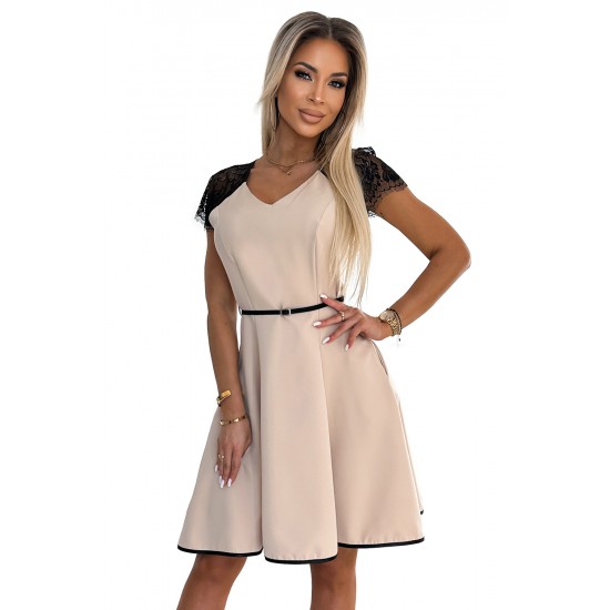 Елегантна бежова рокля 254-3 Елегантна бежова рокля 254-3