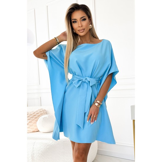 Широка рокля в небесносин цвят 287-26 Широка рокля в небесносин цвят 287-26