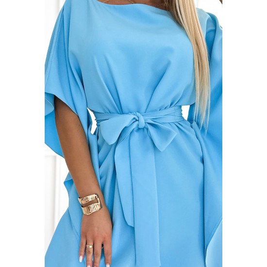 Широка рокля в небесносин цвят 287-26 Широка рокля в небесносин цвят 287-26