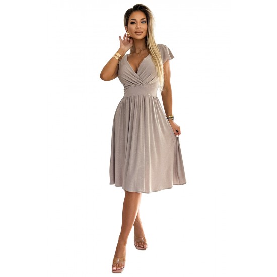 Елегантна рокля в тъмнобежов цвят 425-10 Елегантна рокля в тъмнобежов цвят 425-10