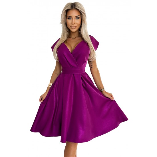 Разкроена миди рокля в лилав цвят 348-8 Разкроена миди рокля в лилав цвят 348-8