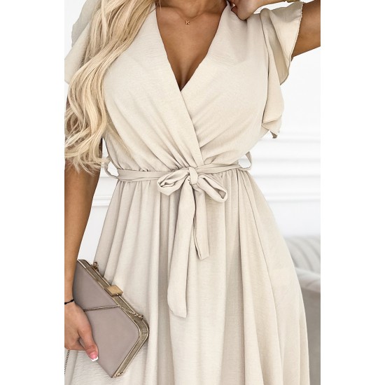 Нежна рокля в бежов цвят 455-1