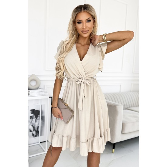 Нежна рокля в бежов цвят 455-1