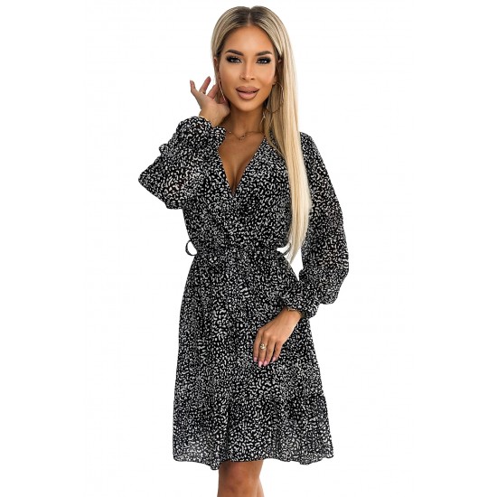 Шифонена рокля в черен цвят 506-1