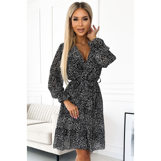 Шифонена рокля в черен цвят 506-1