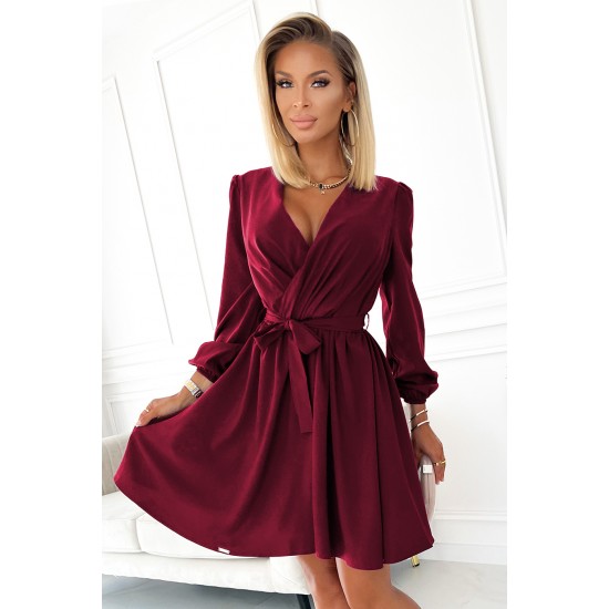 Елегантна рокля с дълъг ръкав в бордо 339-3 | Alba.bg Елегантна рокля с дълъг ръкав в бордо 339-3 | Alba.bg