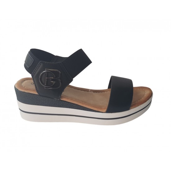 Ежендневни дамски сандали в черно на платформа TM002  | Alba.bg