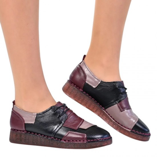 Дамски обувки естествена кожа в черно и бордо | Alba.bg Дамски обувки естествена кожа в черно и бордо | Alba.bg